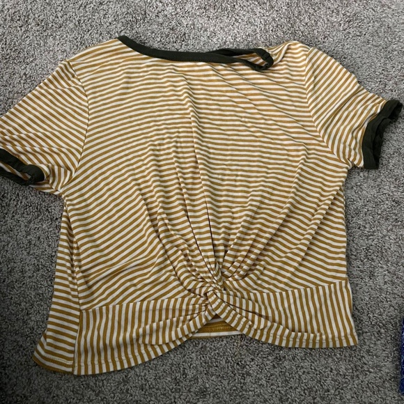 Yellow and Green Striped Gaze Top - Picture 1 of 3